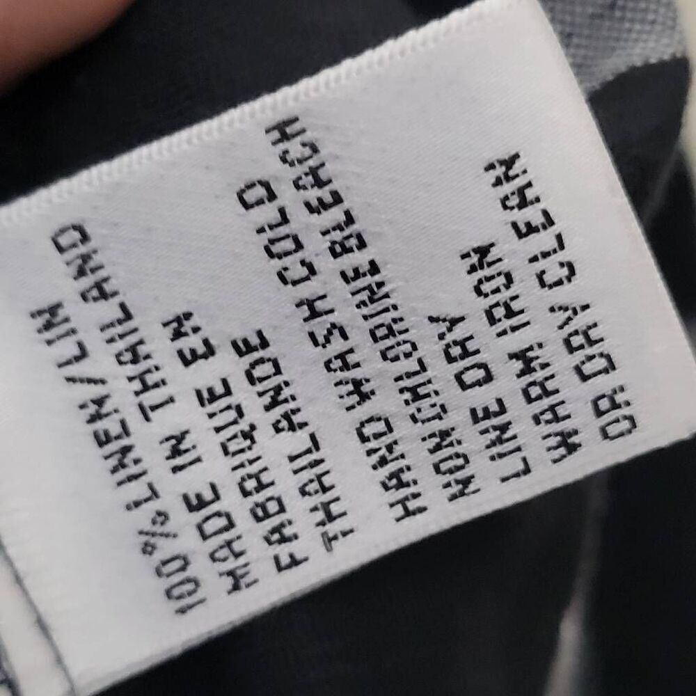 Talbots Petites Irish Linen Size 14 Long Sleeve Black White Windowpane Check Lag - Picture 3 of 4